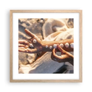 Poster in einem Rahmen aus heller Eiche - Schönheit an Ihren Fingerspitzen - 40x40 cm