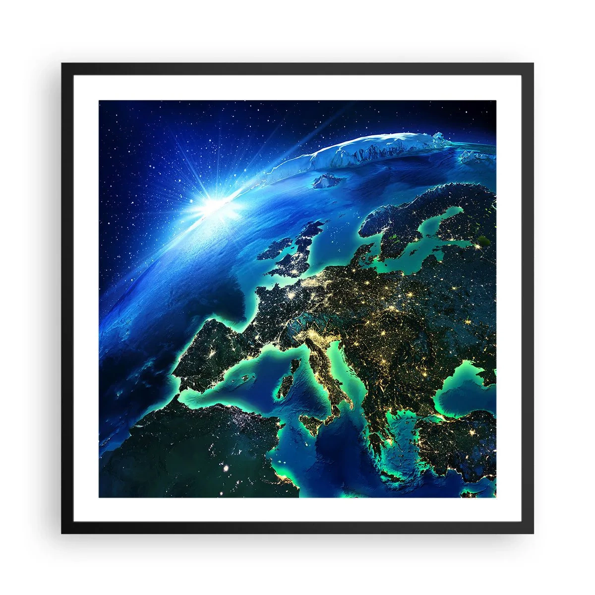 Poster in einem schwarzem Rahmen - Funkelndes Europa - 60x60 cm
