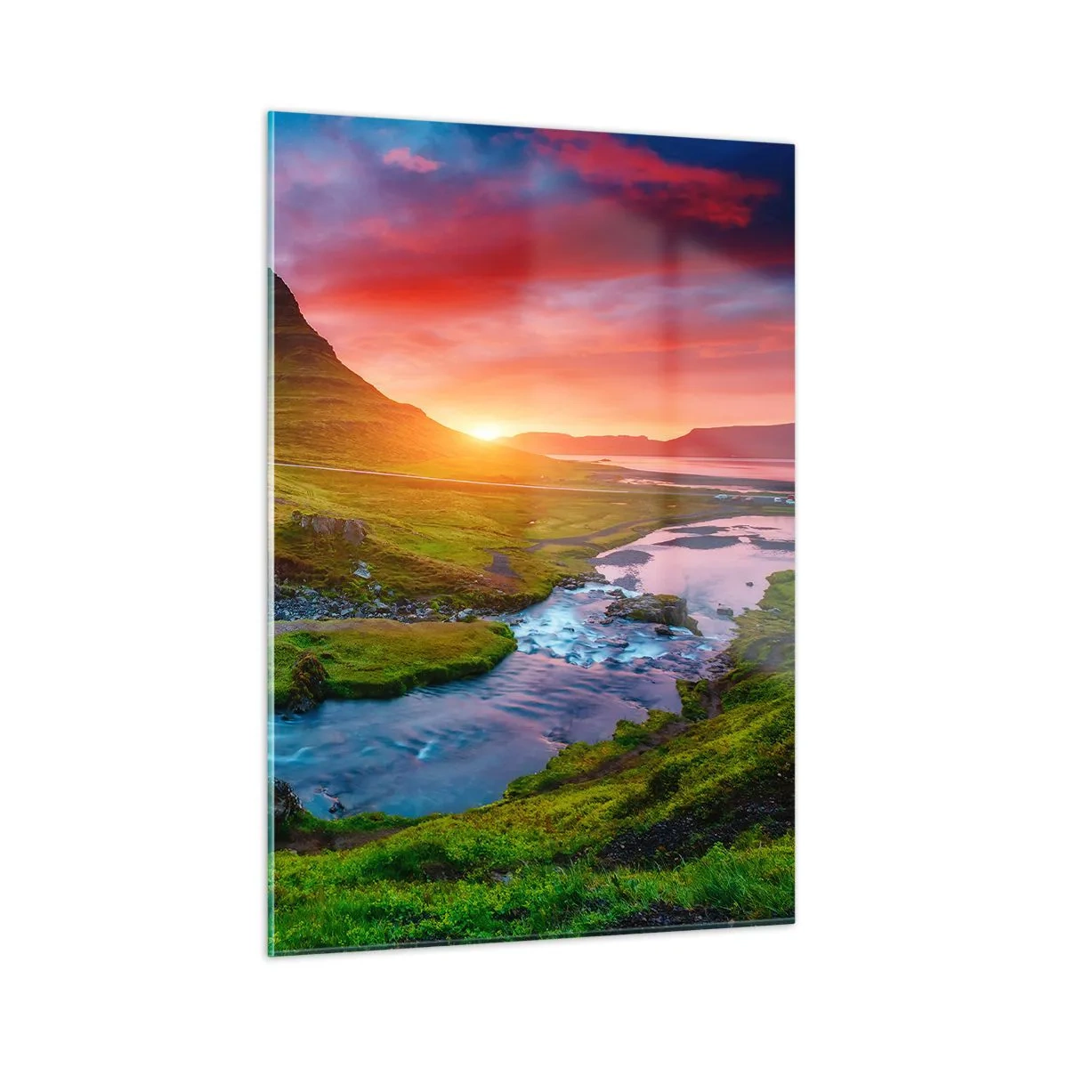 Glasbild - Bild auf glas - Island – Feuer und Wasser - 50x70cm - Island - Feuer und Wasser - Moderne Wanddekoration für Wohnzimmer und Schlafzimmer ARTTOR