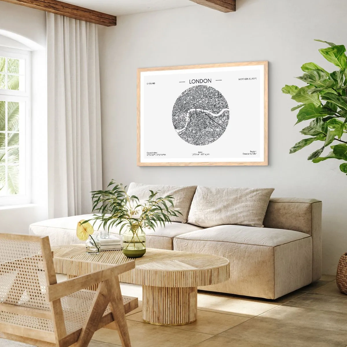 Poster in einem Rahmen aus heller Eiche - Anatomie von London - 91x61 cm