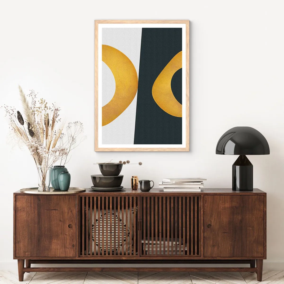 Poster in einem Rahmen aus heller Eiche - Erstens: Gold - 50x70 cm