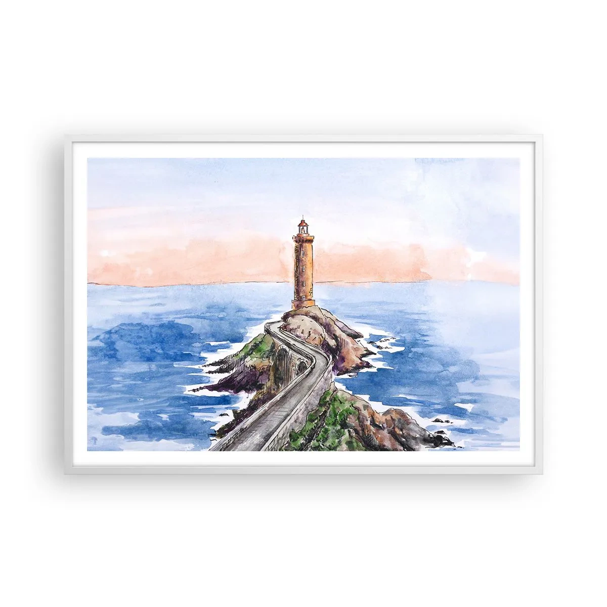 Poster in einem weißen Rahmen - Dem Meer zugewandt - 100x70 cm