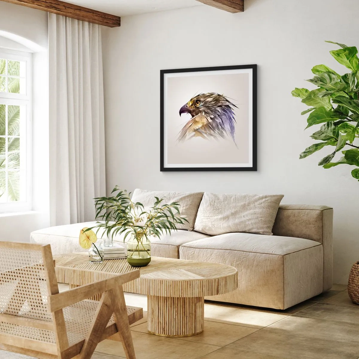 Poster in einem schwarzem Rahmen - Porträt eines Kriegers - 40x40 cm