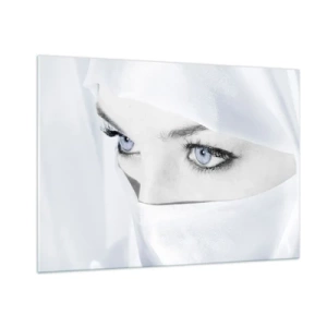 Glasbild - Bild auf glas - Ein subtiles Porträt mit ausdrucksstarken blauen Augen - 100x70cm - Aus Tausendundeiner Nacht - Moderne Wanddekoration für Wohnzimmer und Schlafzimmer ARTTOR
