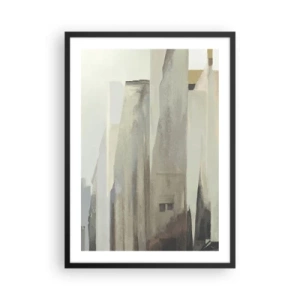 Poster in einem schwarzem Rahmen - Abstrakte Architektur in gedämpften Farben - 50x70cm - Traum von der Stadt - Moderne Wanddekoration für Wohnzimmer und Schlafzimmer ARTTOR