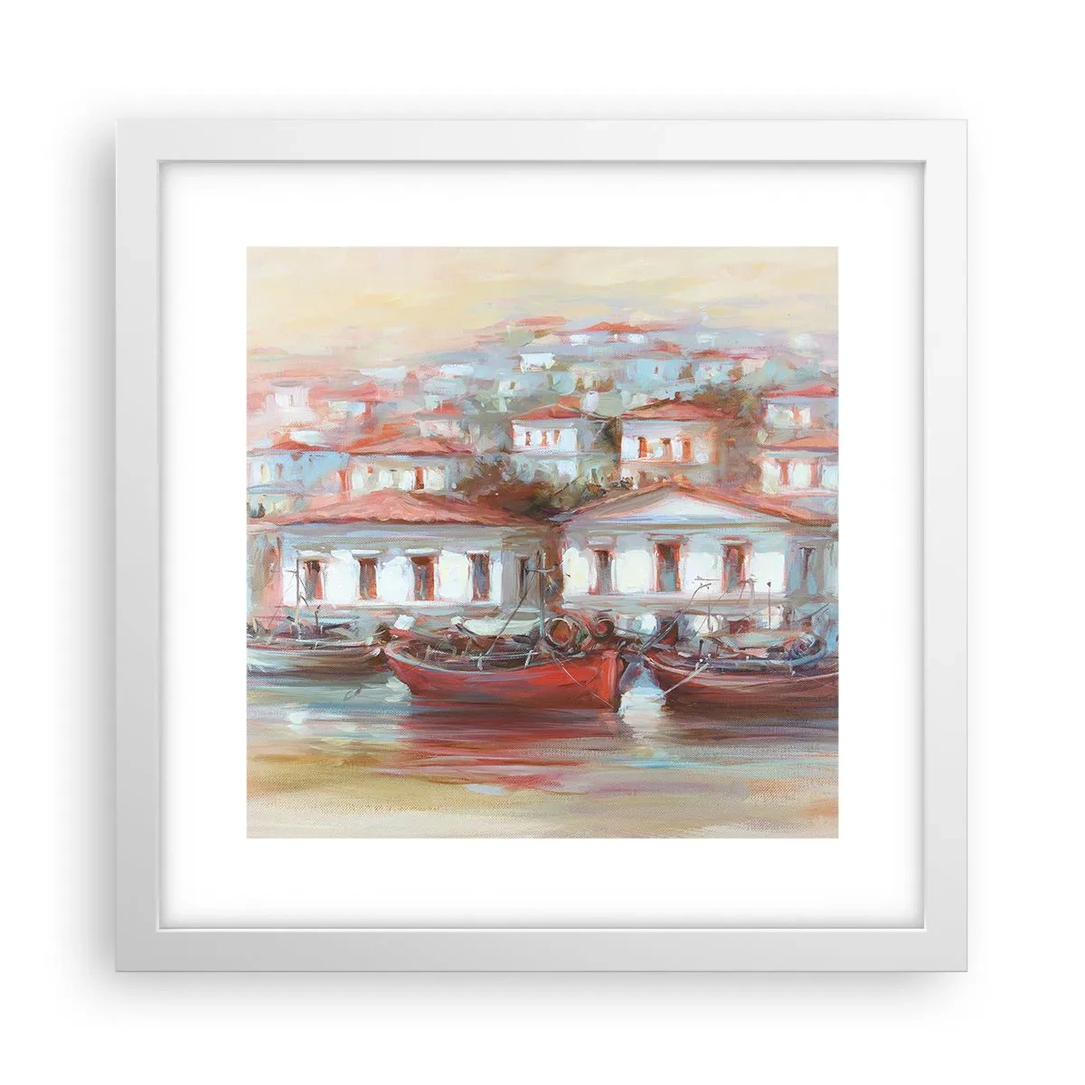 Poster in einem weißen Rahmen - Glückliche Stadt - 30x30 cm