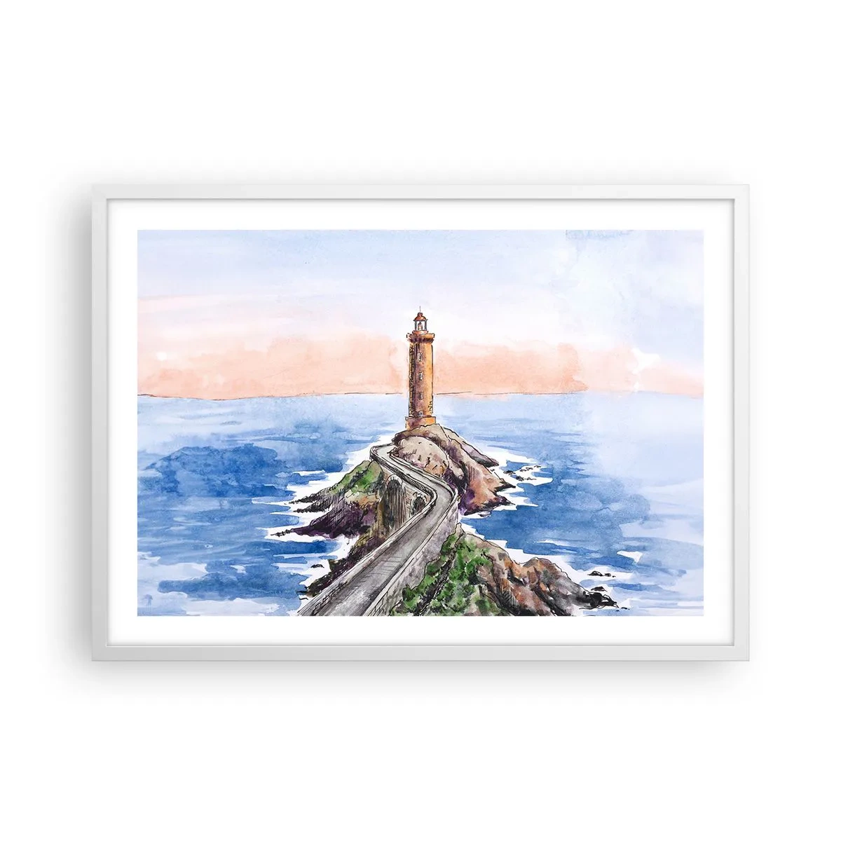 Poster in einem weißen Rahmen - Dem Meer zugewandt - 70x50 cm