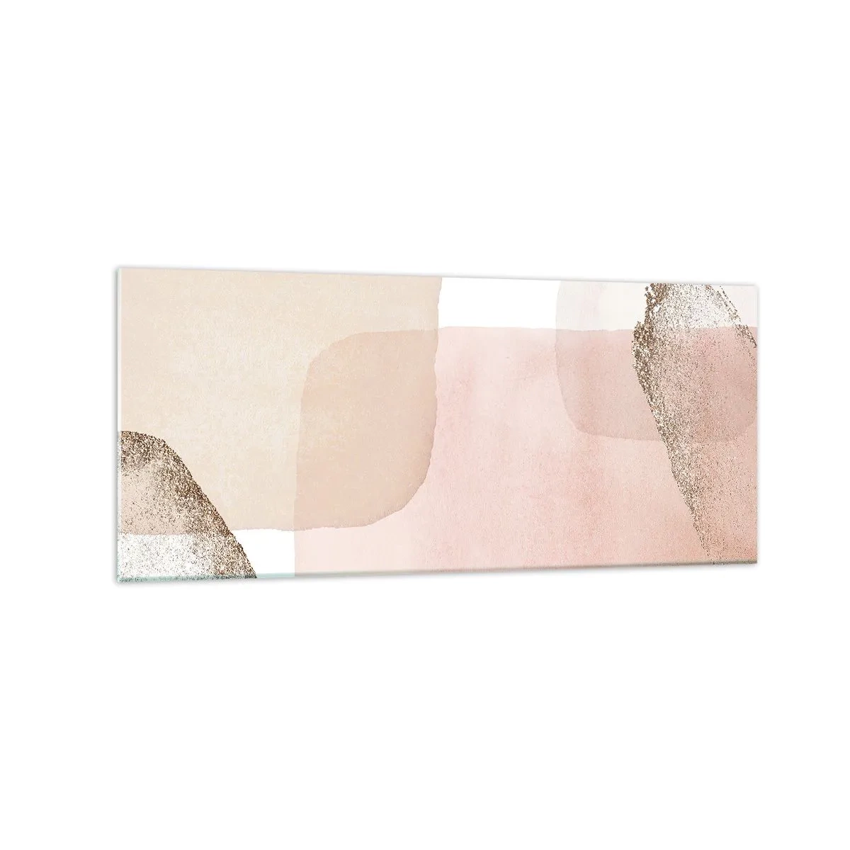 Glasbild - Bild auf glas - Pastellfarbene Flecken mit goldenen Elementen - 120x50cm - Ein Blick durch die Farbe - Moderne Wanddekoration für Wohnzimmer und Schlafzimmer ARTTOR