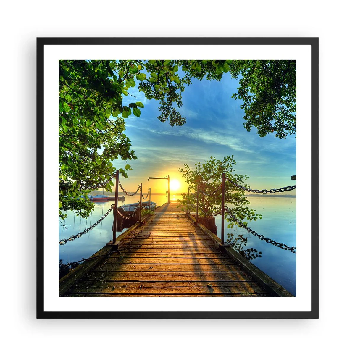 Poster in einem schwarzem Rahmen - Westen auf dem Wasser - 60x60 cm