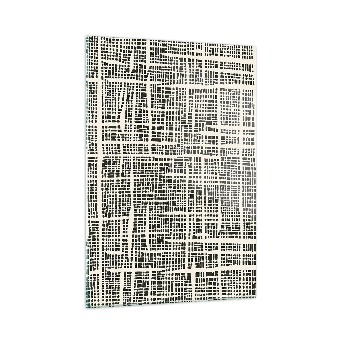 Glasbild - Bild auf glas - Eine schwarz-weiße Abstraktion, die einem Punktraster ähnelt. - 50x70cm - Gewebte Komposition - Moderne Wanddekoration für Wohnzimmer und Schlafzimmer ARTTOR