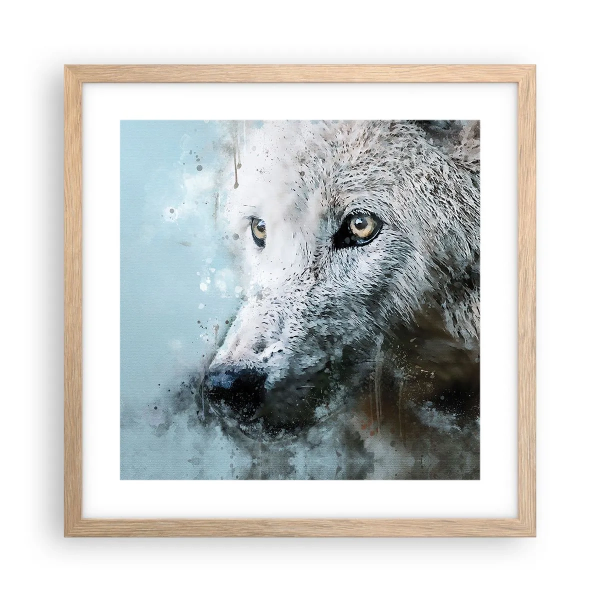 Poster in einem Rahmen aus heller Eiche - Lerne die Wolfsseele kennen - 40x40 cm
