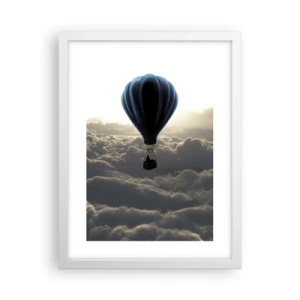 Poster in einem weißen Rahmen - Ein Wanderer über den Wolken - 30x40 cm