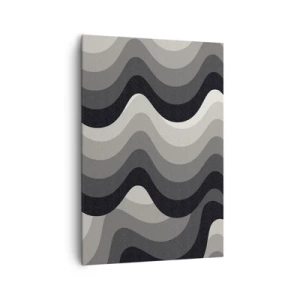 Bild auf Leinwand - Leinwandbild - Schwarz-weiße Wellenmuster in Grautönen - 70x100cm - Eine Welle nach der anderen - Moderne Wanddekoration für Wohnzimmer und Schlafzimmer ARTTOR