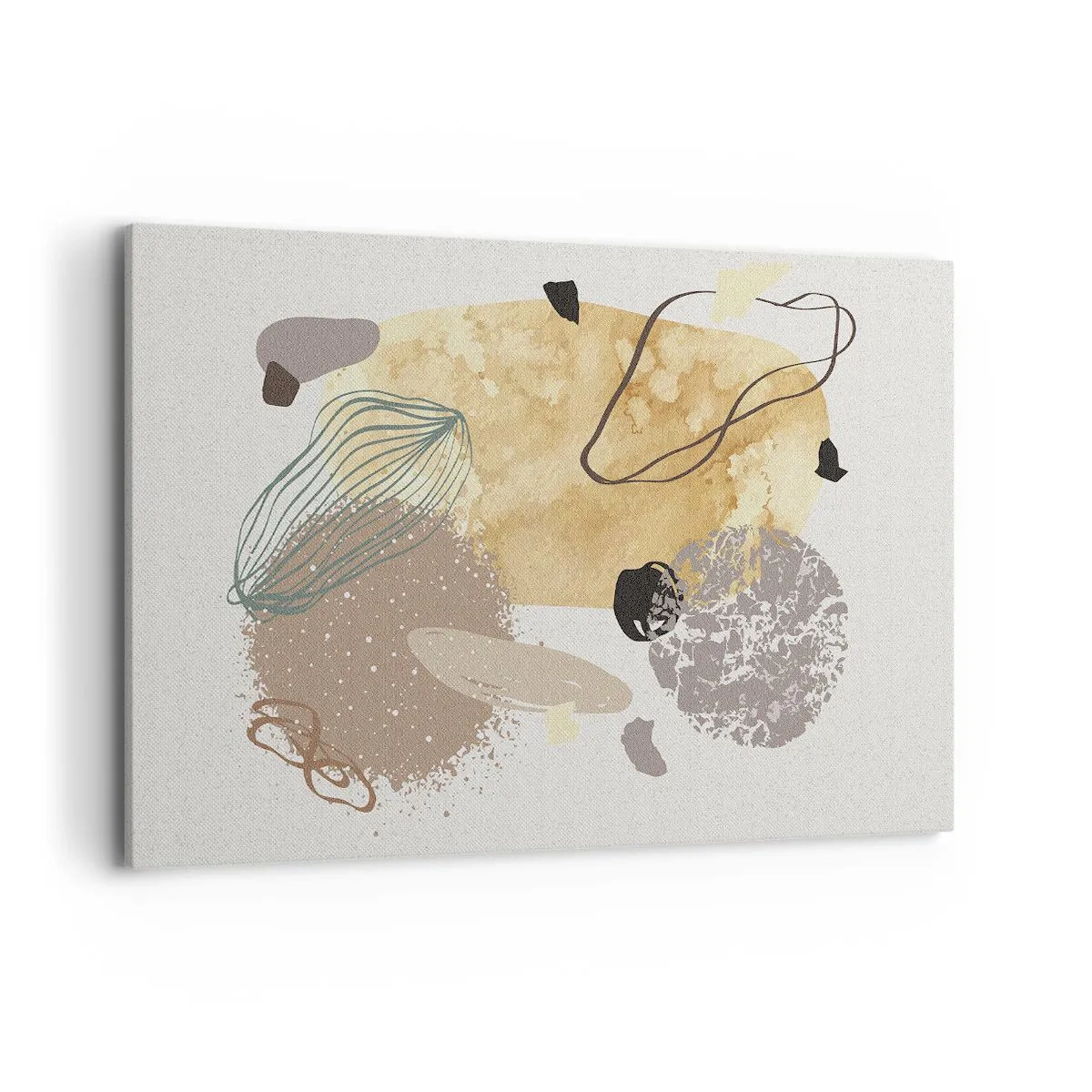 Bild auf Leinwand - Leinwandbild - Eine Komposition aus abstrakten Formen in Beige und Gelb. - 120x80cm - Angewandte Plumkologie - Moderne Wanddekoration für Wohnzimmer und Schlafzimmer ARTTOR