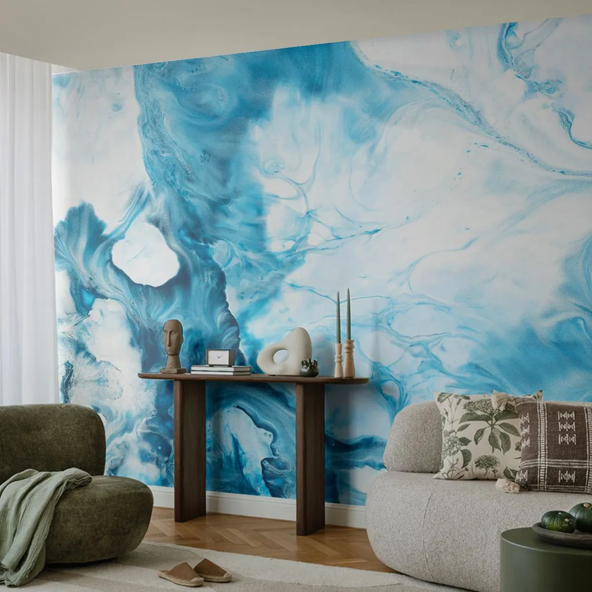 Maßgeschneiderte Fototapete Premium Canvas - Blaues Konzert - Abstraktion, Stück, Moderne Kunst