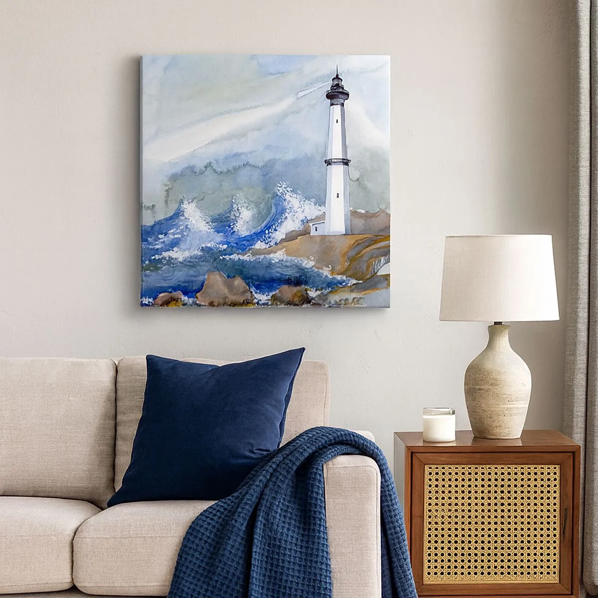 Bild auf Leinwand - Leinwandbild - Gegen die Dunkelheit und den Sturm - 30x30 cm