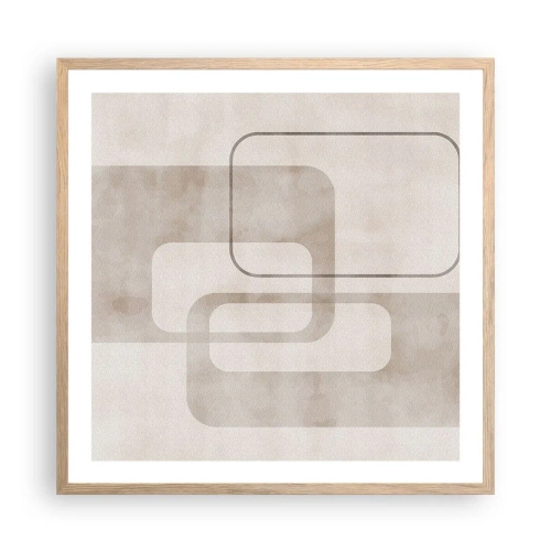 Poster in einem Rahmen aus heller Eiche - Geometrische Fuge - 60x60 cm