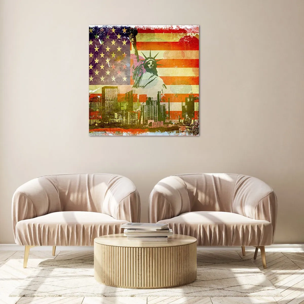 Glasbild - Bild auf glas - Viva Amerika! - 40x40 cm