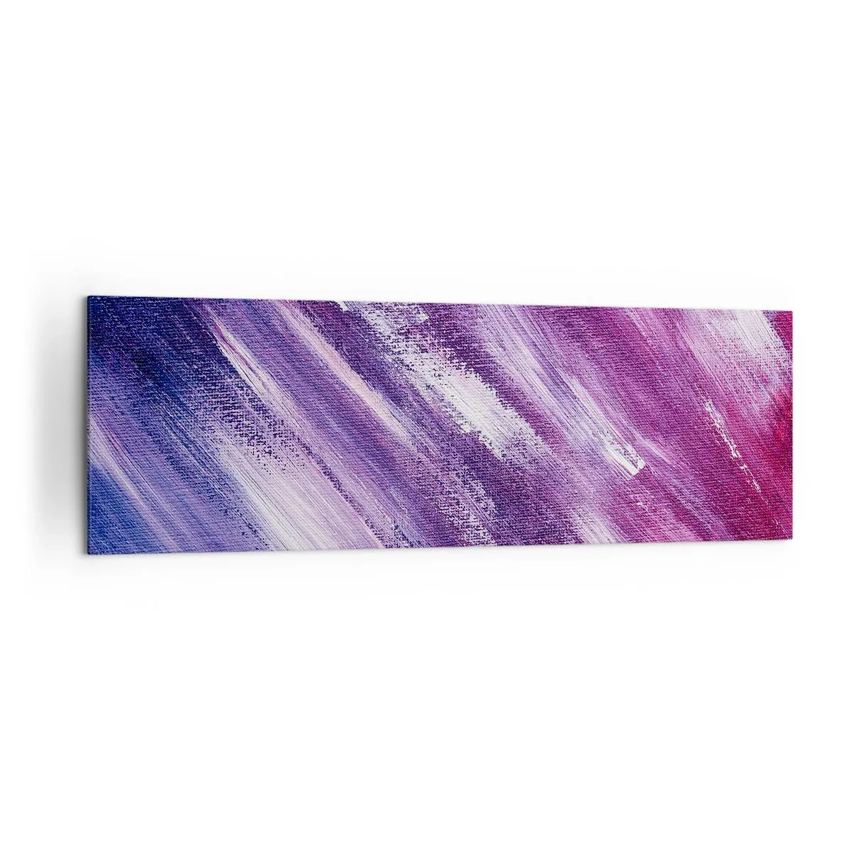 Bild auf Leinwand - Leinwandbild - Abstrakte Pinselstriche in Lila- und Rosatönen - 160x50cm - Wenn der sonnige Wind weht - Moderne Wanddekoration für Wohnzimmer und Schlafzimmer ARTTOR