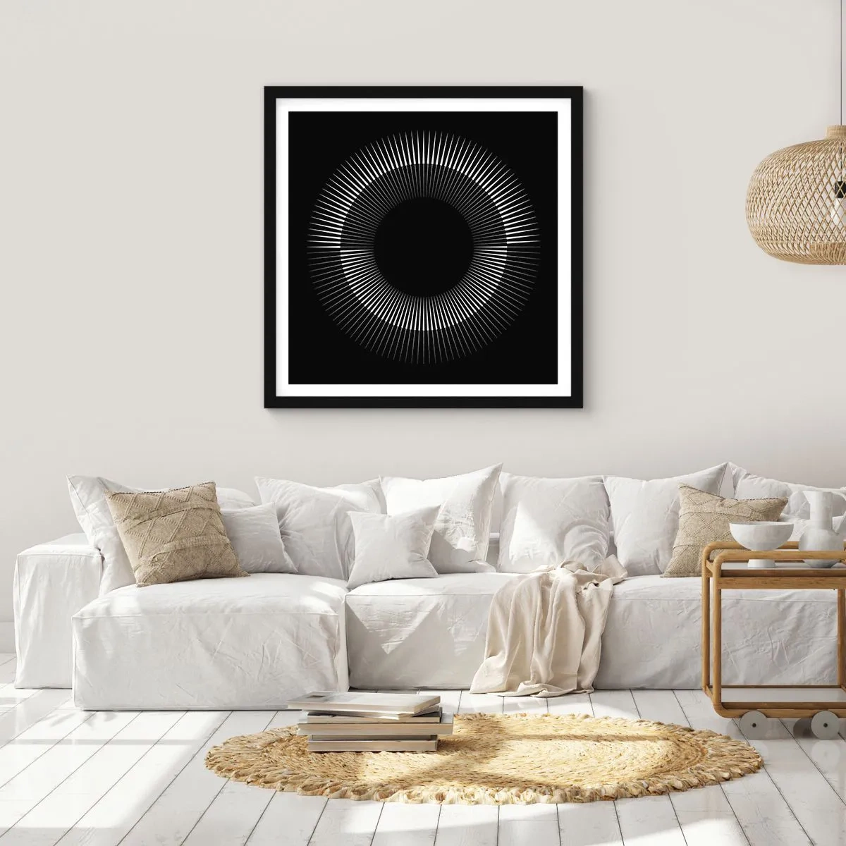 Poster in einem schwarzem Rahmen - Schwarze Sonne - 50x50 cm