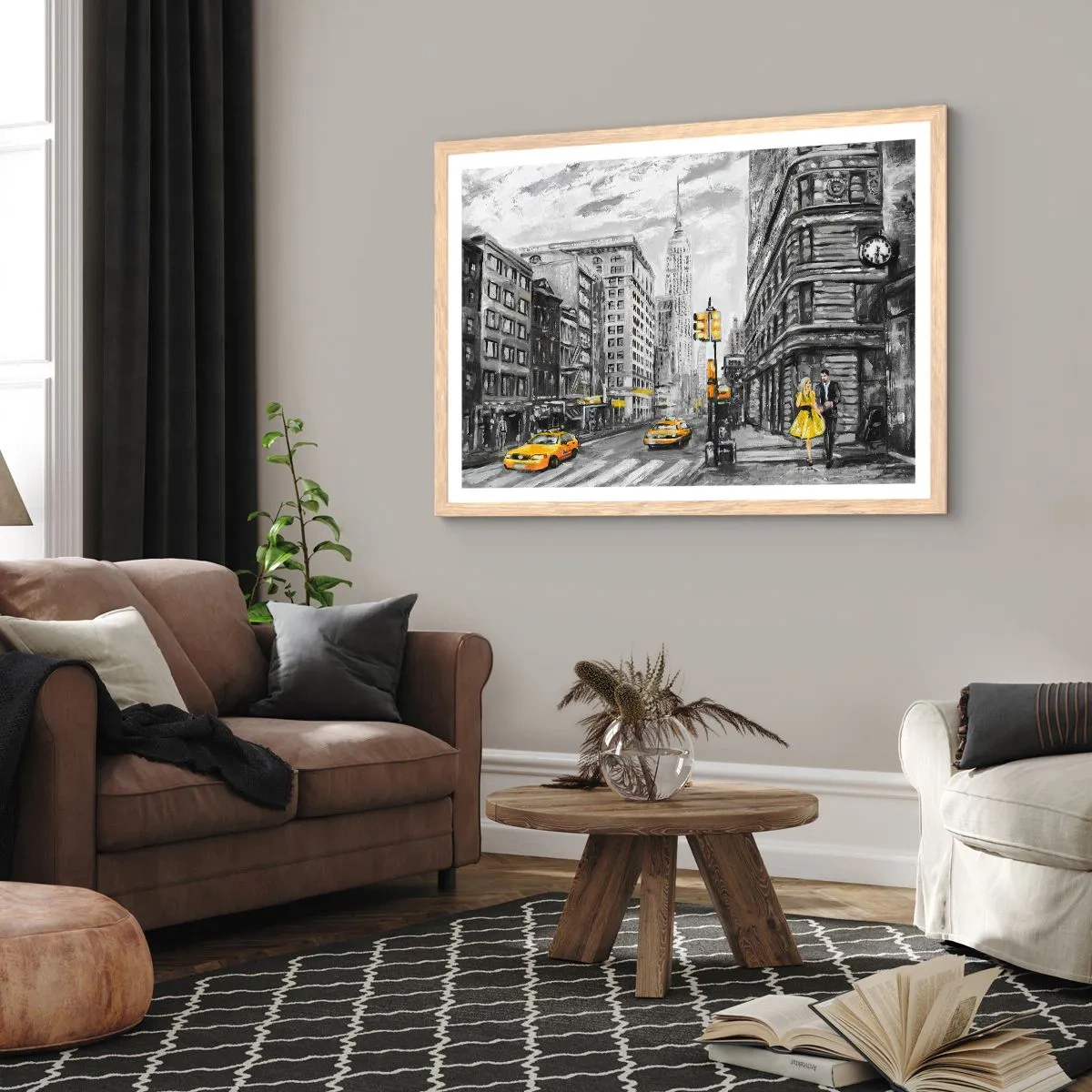 Poster in einem Rahmen aus heller Eiche - Eine New Yorker Geschichte - 50x40 cm