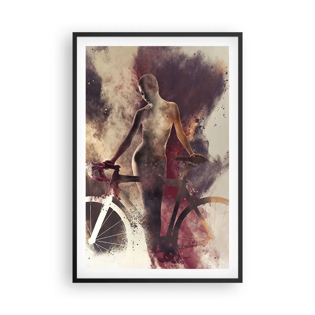 Poster in einem schwarzem Rahmen - Eine Fahrradseele in Marmorformen - 61x91 cm