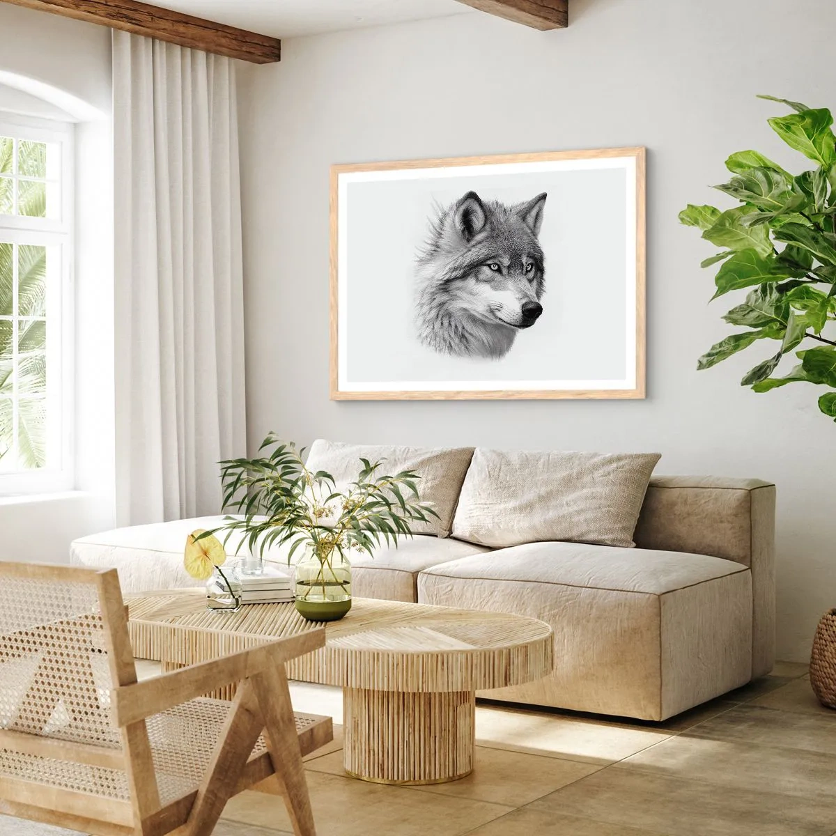 Poster in einem Rahmen aus heller Eiche - Alpha – ohne Zweifel - 100x70 cm