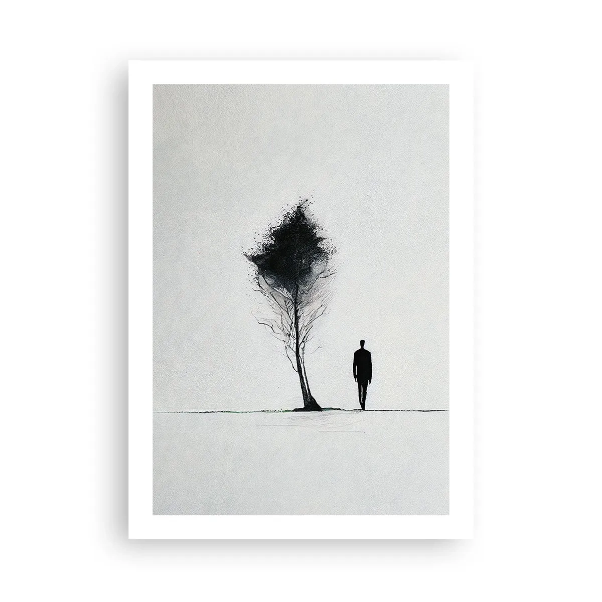 Poster - Eine minimalistische Silhouette und ein einsamer Baum - 50x70cm - Wir wandern alle - Moderne Wanddekoration für Wohnzimmer und Schlafzimmer ARTTOR