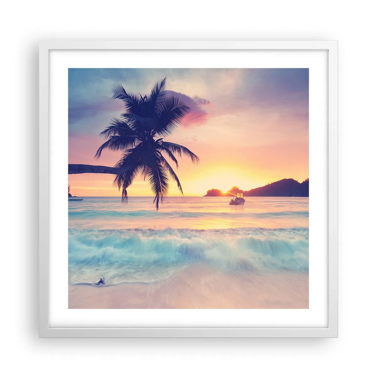 Poster in einem weißen Rahmen - Ein Abend in der Bucht - 50x50 cm