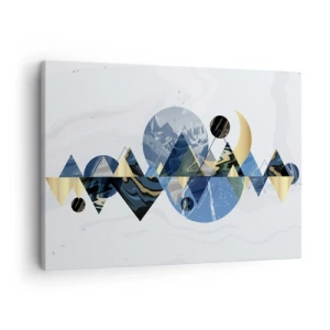 Bild auf Leinwand - Leinwandbild - Abstrakte geometrische Muster mit Bergmotiven - 70x50cm - Geometrische Landschaft - Moderne Wanddekoration für Wohnzimmer und Schlafzimmer ARTTOR