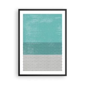 Poster in einem schwarzem Rahmen - Geometrisches Muster mit türkisfarbenen und weißen Elementen im minimalistischen Stil - 50x70cm - Eine ausgewogene Komposition - Moderne Wanddekoration für Wohnzimmer und Schlafzimmer ARTTOR