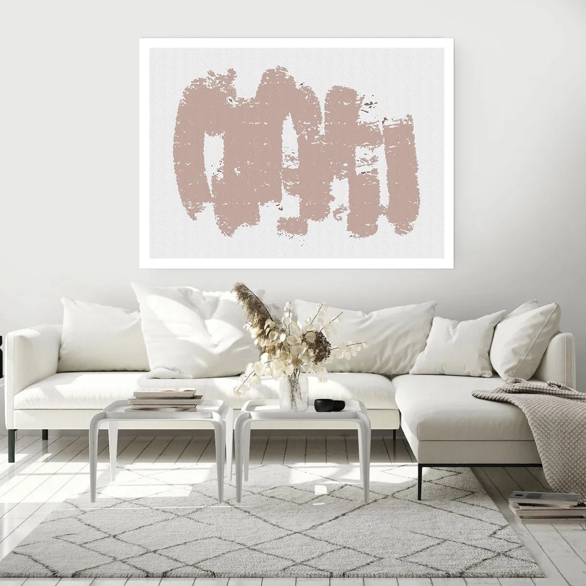 Poster - Zartrosa Formen auf hellem Hintergrund - 100x70cm - Abstraktion in zartem Rosa - Moderne Wanddekoration für Wohnzimmer und Schlafzimmer ARTTOR