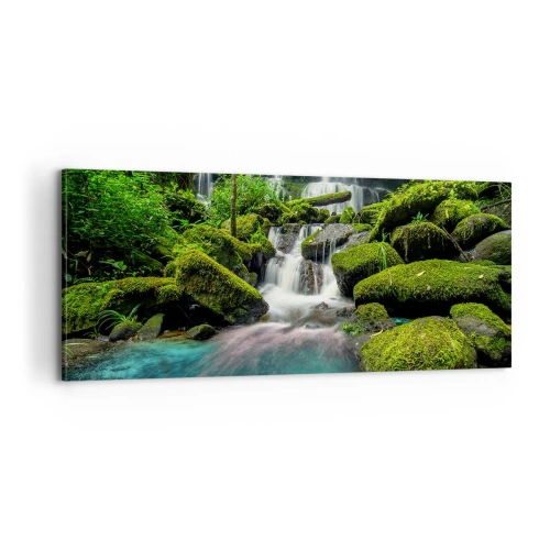 Bild auf Leinwand - Leinwandbild - Türkis, Saphire und flüssiges Silber - 100x40 cm