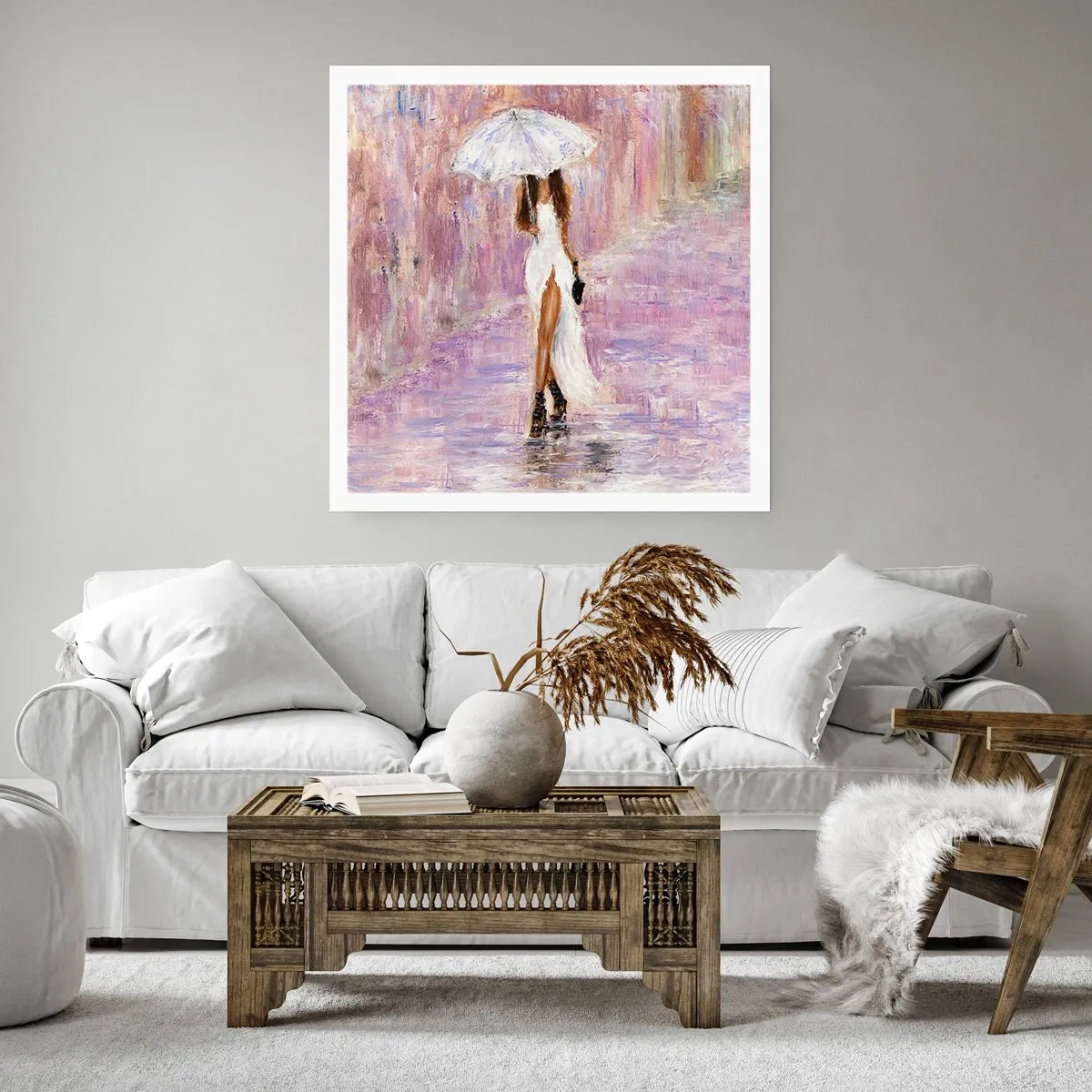 Poster - Im lila Regen - 50x50 cm