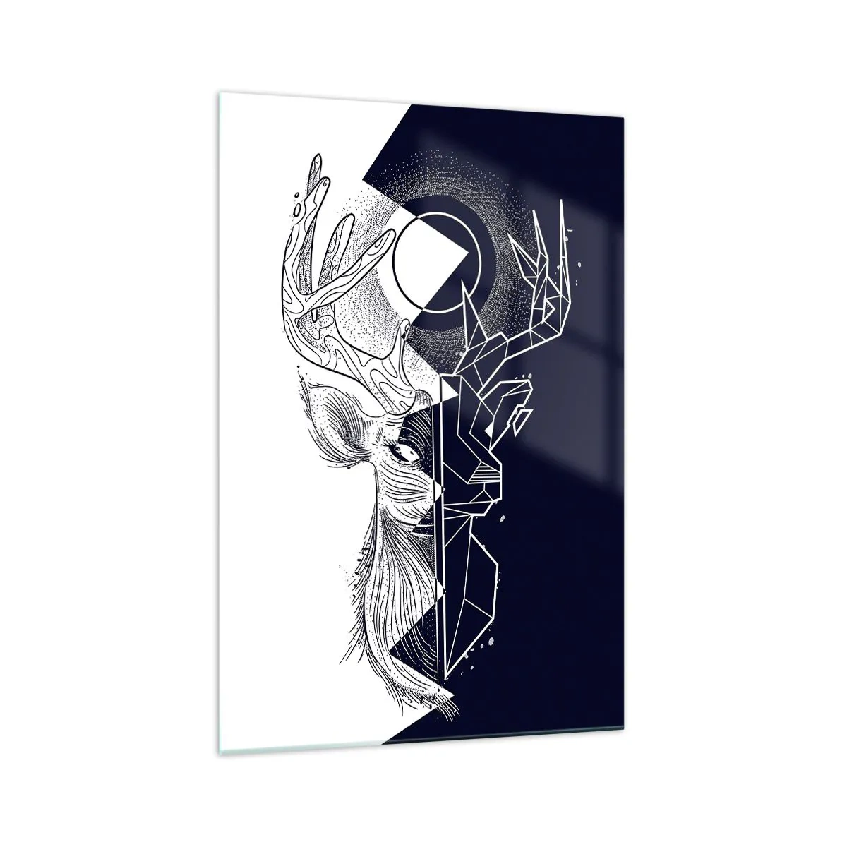 Glasbild - Bild auf glas - Geometrie und Natur in einer symbolischen Komposition - 70x100cm - Der Kampf und die Einheit der Gegensätze - Moderne Wanddekoration für Wohnzimmer und Schlafzimmer ARTTOR