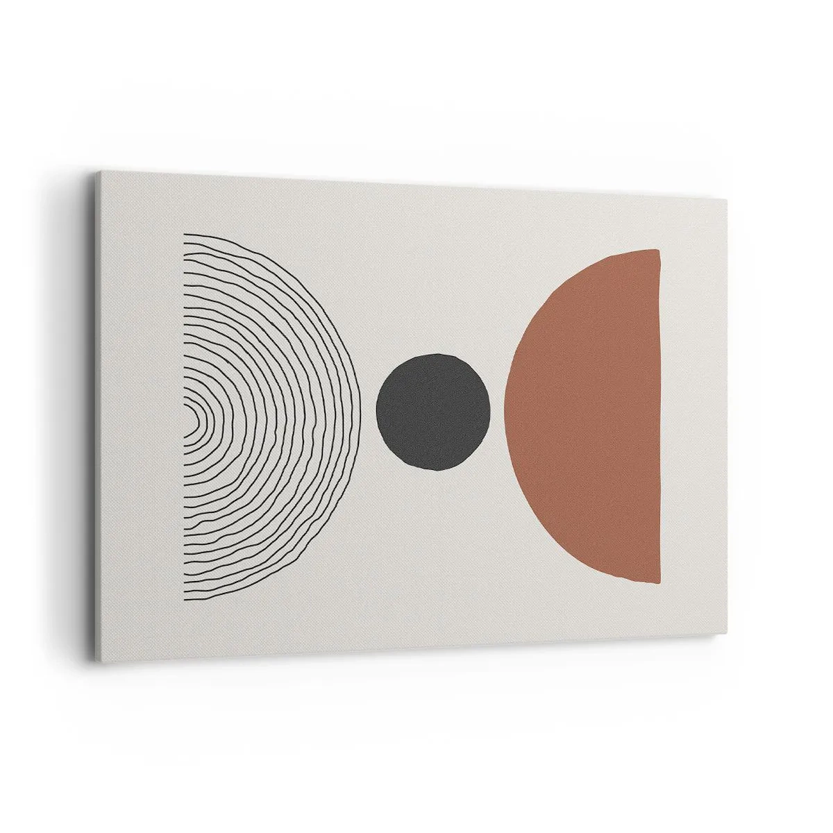 Bild auf Leinwand - Leinwandbild - Abstrakte geometrische Figuren in warmen Farben - 100x70cm - Das Zentrum der Aufmerksamkeit - Moderne Wanddekoration für Wohnzimmer und Schlafzimmer ARTTOR