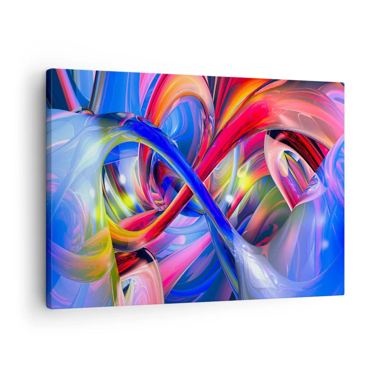 Bild auf Leinwand - Leinwandbild - Abstrakte, farbenfrohe geometrische Kompositionen in dynamischen Formen - 70x50cm - Ein Tanz der Farben - Moderne Wanddekoration für Wohnzimmer und Schlafzimmer ARTTOR
