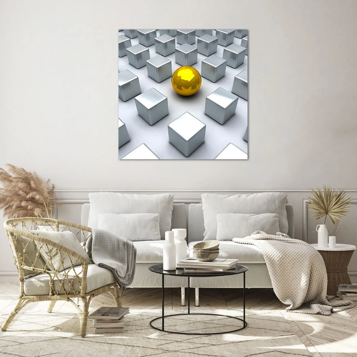 Glasbild - Bild auf glas - Warum ich? Geometrische Zusammensetzung - 50x50 cm