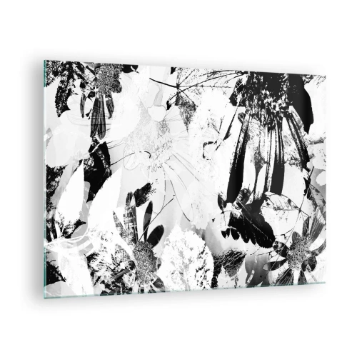 Glasbild - Bild auf glas - Schwarz-weißes Blumenarrangement im künstlerischen Stil - 70x50cm - Herbst negativ - Moderne Wanddekoration für Wohnzimmer und Schlafzimmer ARTTOR