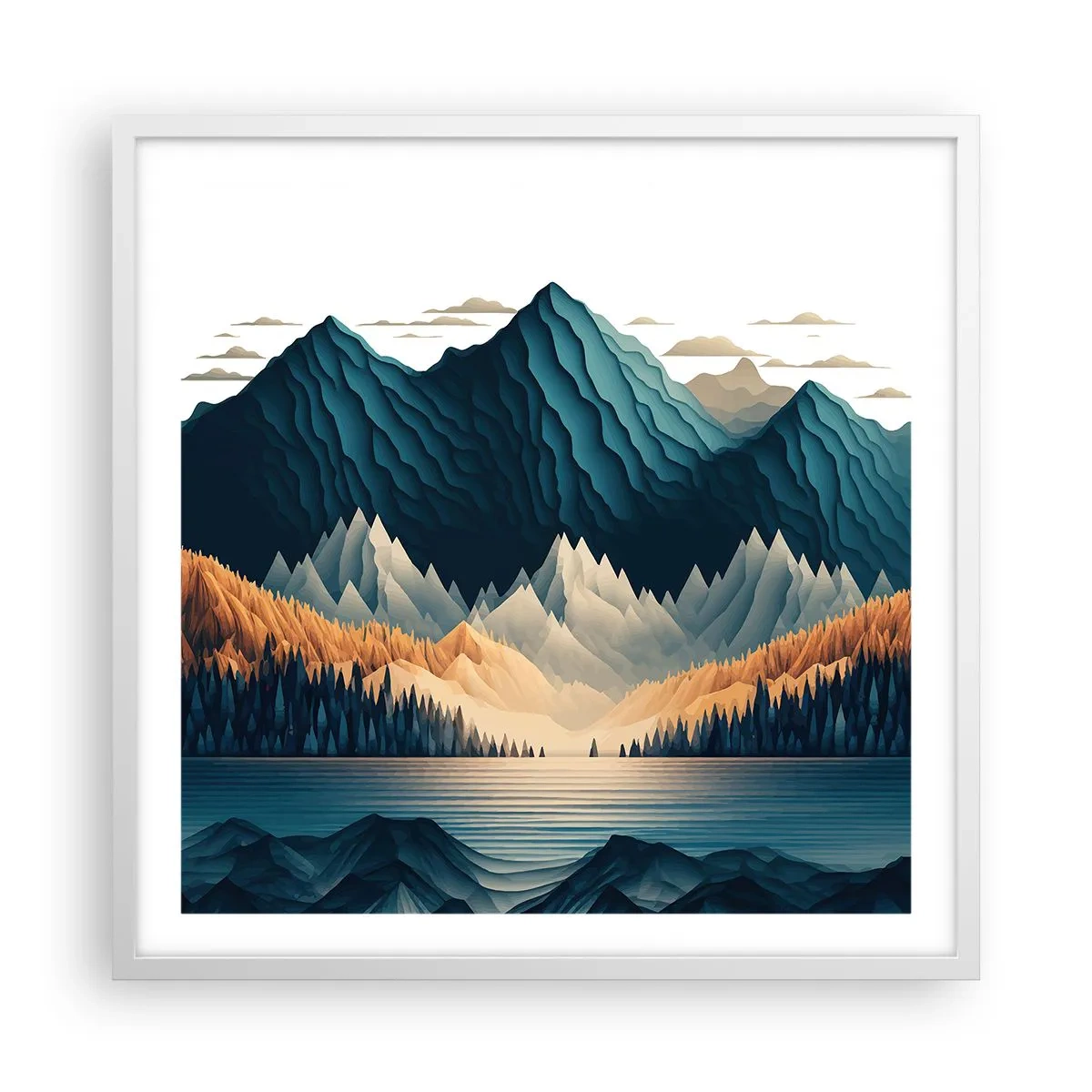 Poster in einem weißen Rahmen - Perfekte Berglandschaft - 60x60 cm