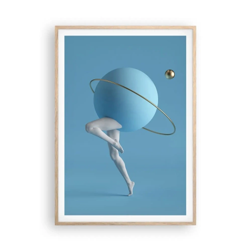 Poster in einem Rahmen aus heller Eiche - Und die Planeten spielen verrückt - 70x100 cm