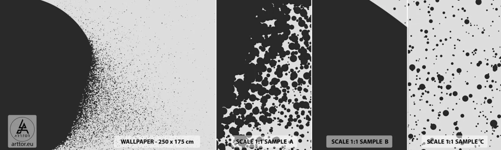 Fototapeten Muster Selbstklebend Deluxe Sticker - Bewegung von Molekülen - Abstraktion, Schwarz und weiß, Grafik - 100x30 cm