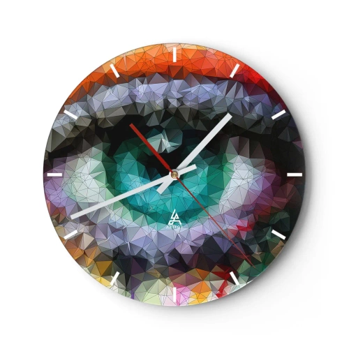 Wanduhr - Glasuhr - Kristallines Leuchten der Augen - 40x40 cm