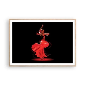 Poster in einem Rahmen aus heller Eiche - Der feurige Geist des Flamenco - 100x70 cm