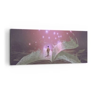 Bild auf Leinwand - Leinwandbild - Einladung in eine andere Welt - lesen Sie! - 100x40 cm