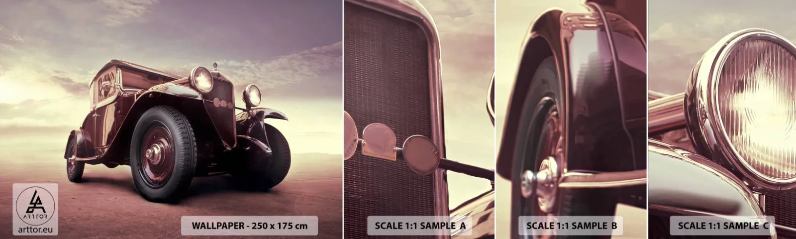 Fototapetenmuster Standard Eco - Gehen wir zurück wie in alten Zeiten ... - Automobil, Retro-Auto, Jahrgang - 100x30 cm