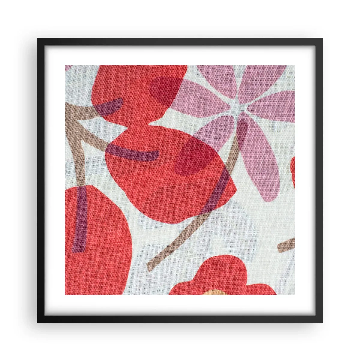 Poster in einem schwarzem Rahmen - Blumenarrangement in Rosa - 50x50 cm