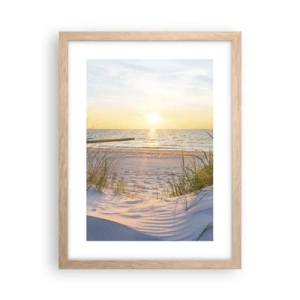 Poster in einem Rahmen aus heller Eiche - Das Rauschen des Meeres, der Gesang der Vögel, ein wilder Strand im Gras ... - 30x40 cm