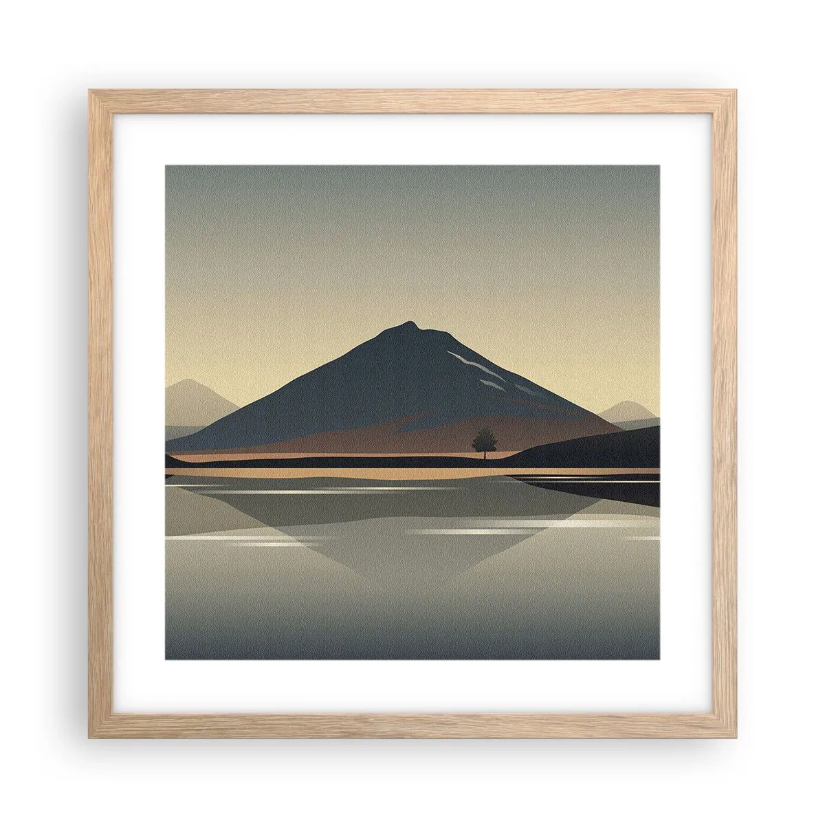 Poster in einem Rahmen aus heller Eiche - Spiegelreflexion - 40x40 cm