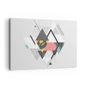 Bild auf Leinwand - Leinwandbild - Geometrische Muster auf hellem Hintergrund - 100x70cm - Variation über Dreieck und Raute - Moderne Wanddekoration für Wohnzimmer und Schlafzimmer ARTTOR